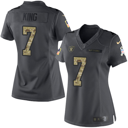 Women's Limited Marquette King Nike Jersey Black - #7 2016 Salute to Service NFL Oakland Raiders